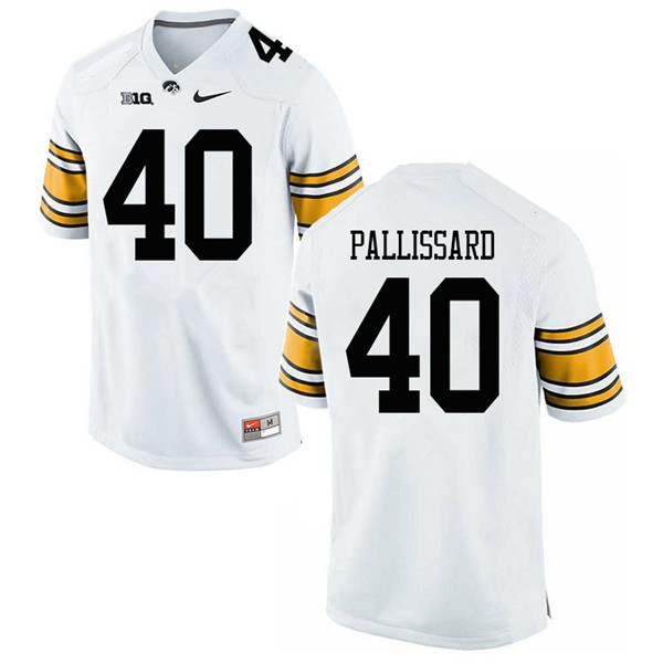 Men #40 Turner Pallissard Iowa Hawkeyes College Football Jerseys Sale-White